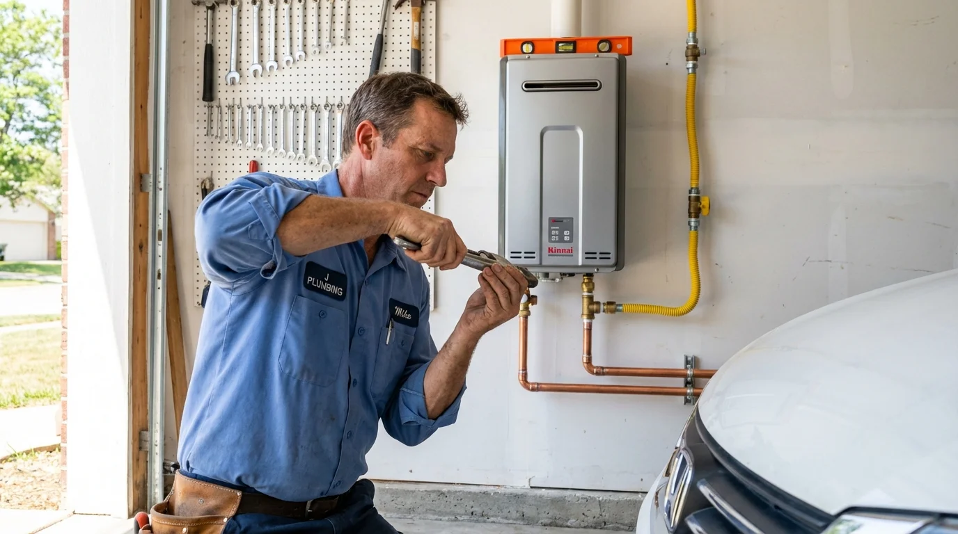 Tankless water heater installation by a Johns Plumbing LLC plumber in Celoron